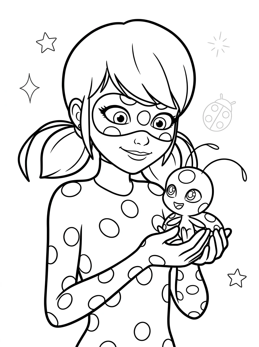 Ladybug hält die kleine Tikki