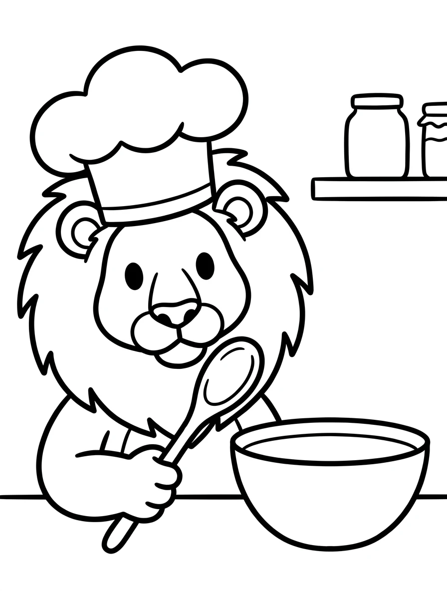 Löwe Ausmalbild beim Backen