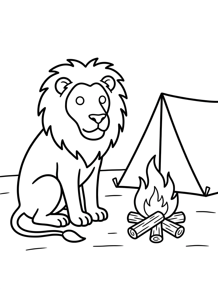 Löwe am Lagerfeuer
