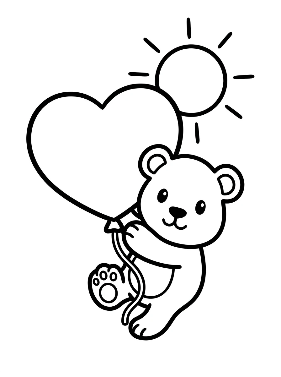 Süßer Löwe mit Herzballon