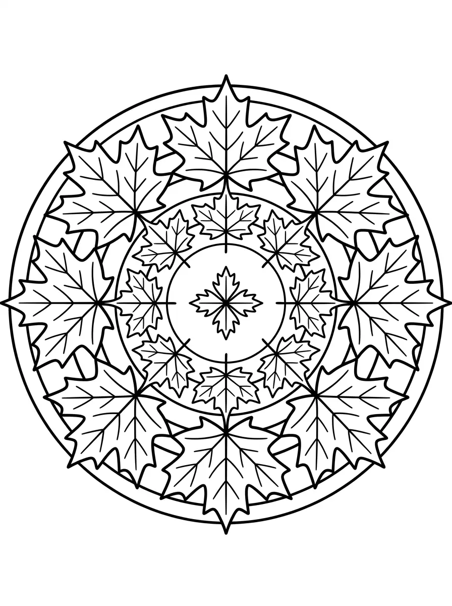 Herbst-Mandala aus Ahornblättern