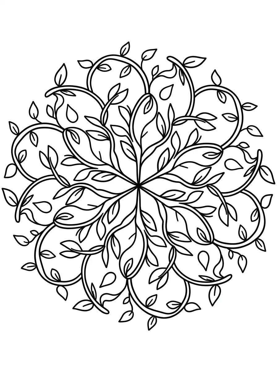 Mandala Ausmalbilder mit Blättern