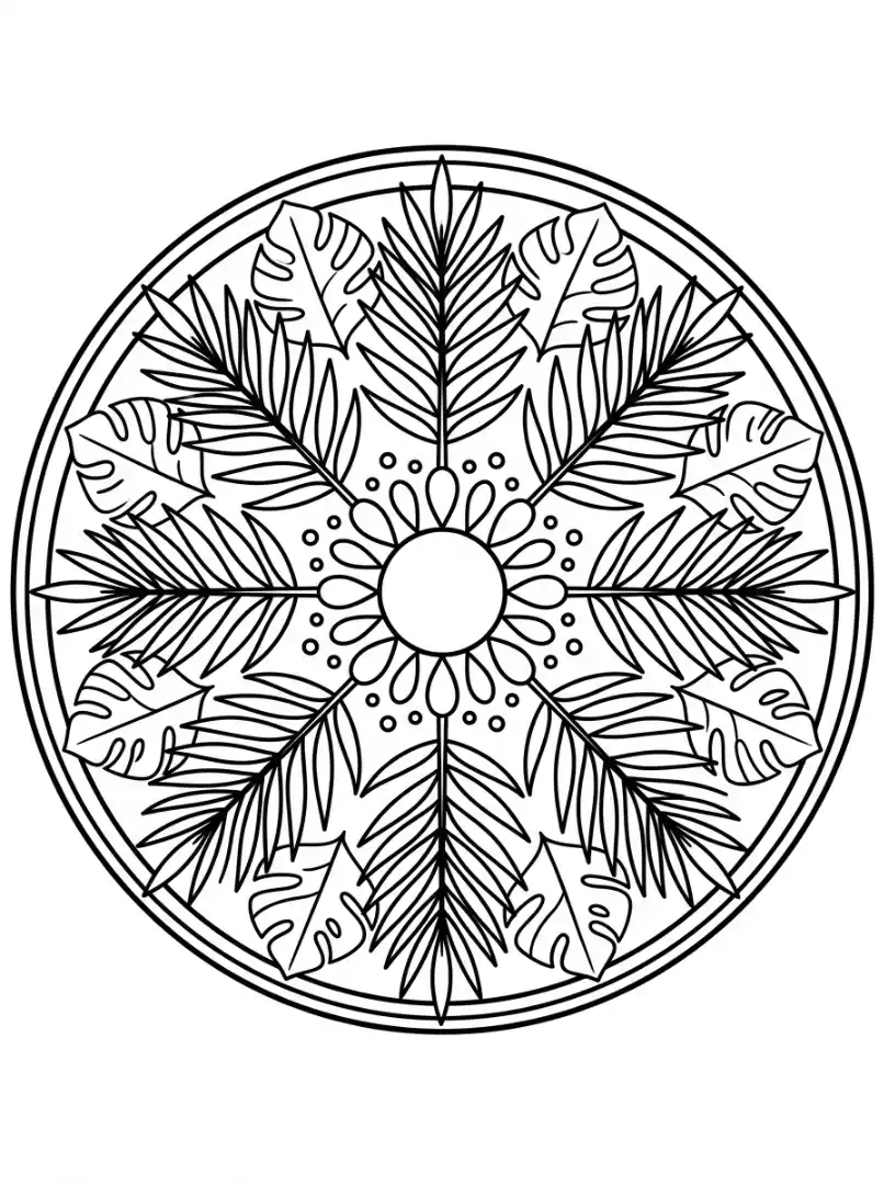 Tropisches Palmblatt-Mandala