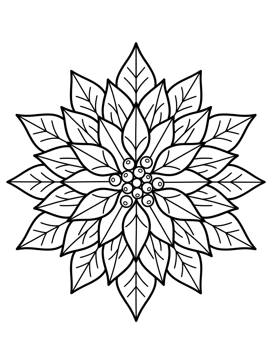 Weihnachtsstern-Mandala aus Blättern