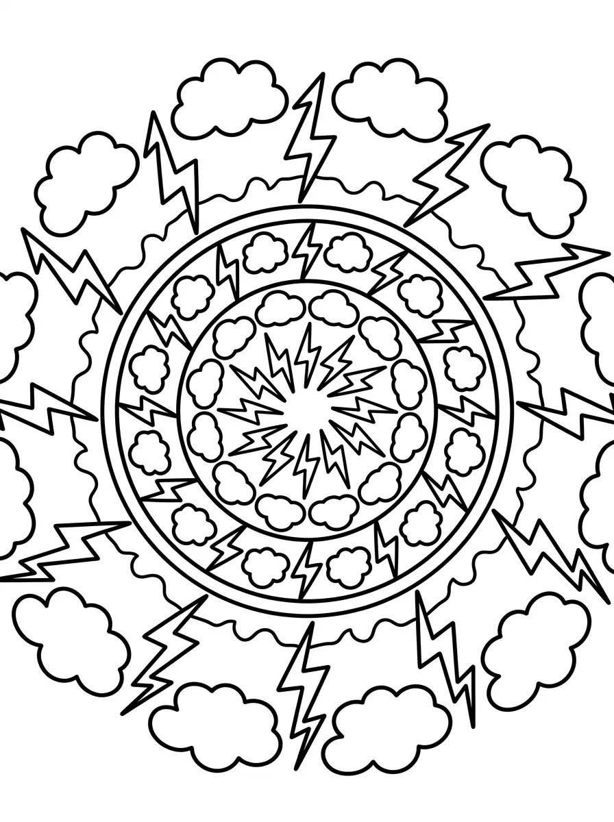 Wolken- und Blitz-Mandala