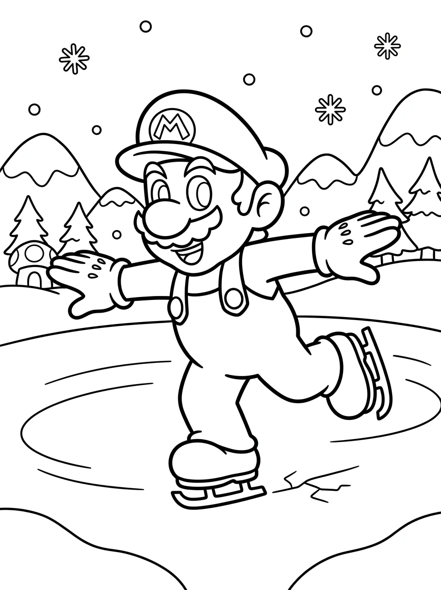 Mario läuft Schlittschuh