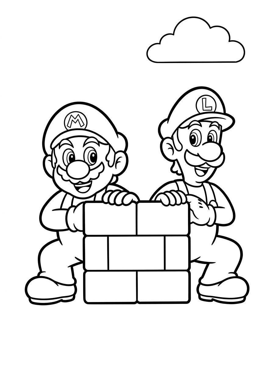 Mario und Luigi hinter Ziegelblock