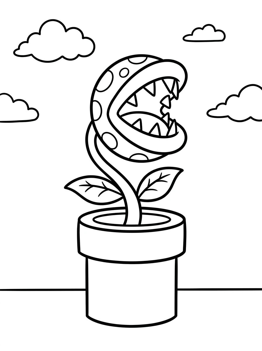 Piranha-Pflanze in der Röhre