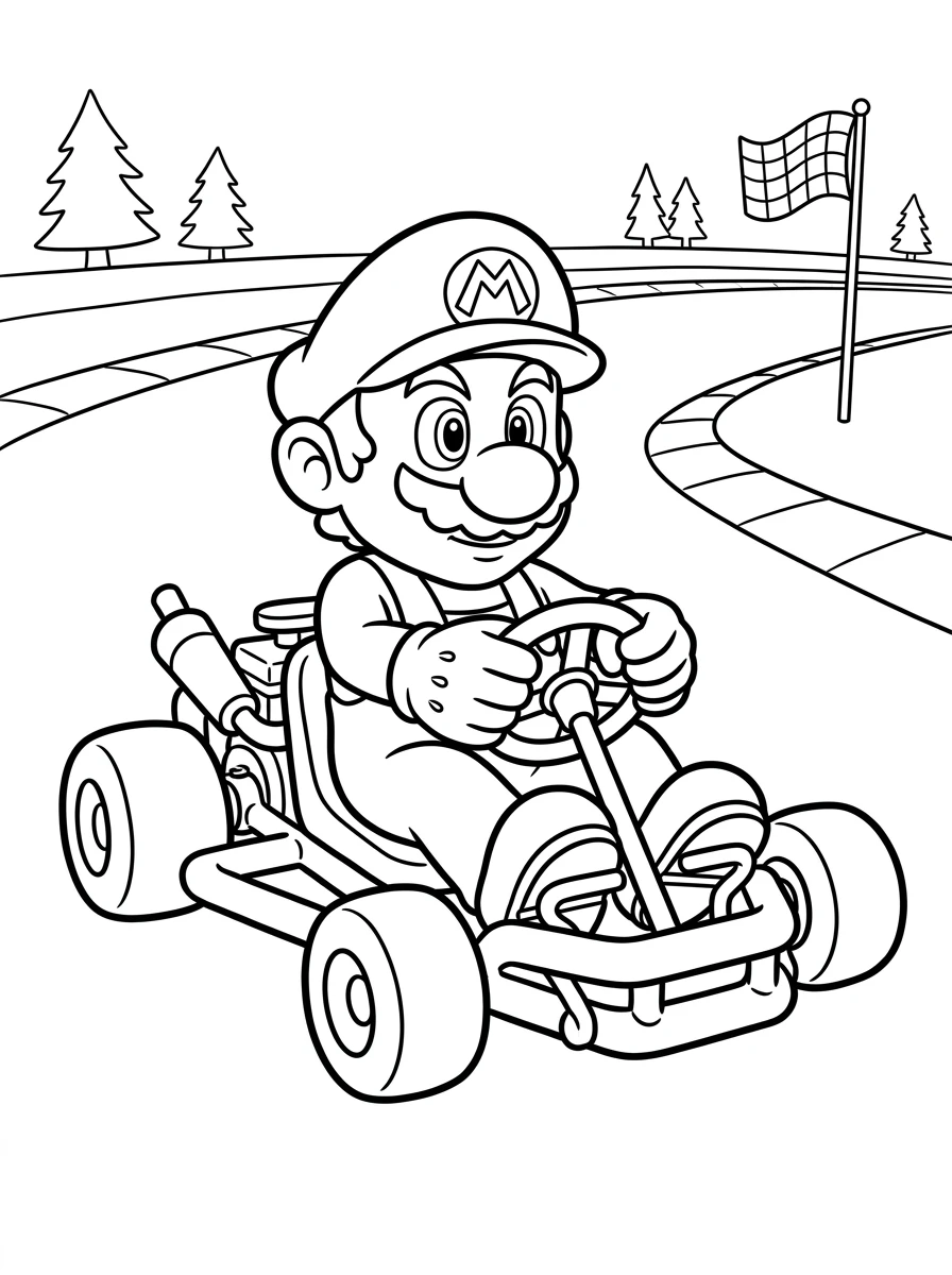 Mario Ausmalbilder: Schnelles Go-Kart