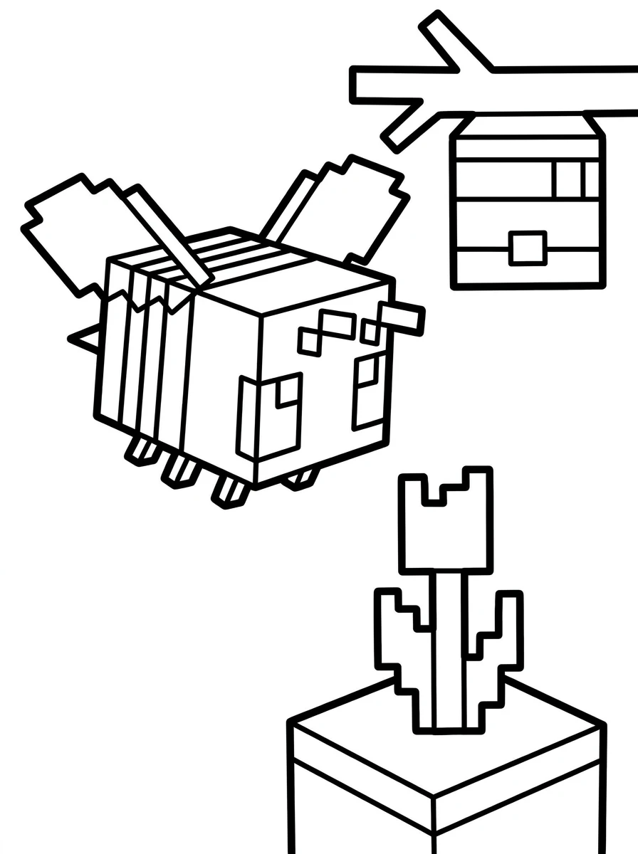 Minecraft Biene über roter Tulpe