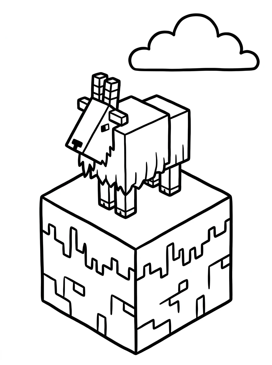 Minecraft-Ziege auf dem Bergblock