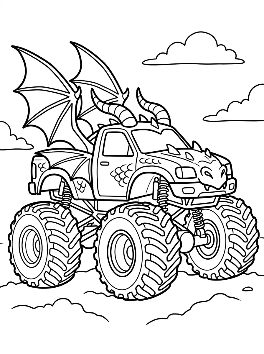 Drachen-Monstertruck mit Flügeln