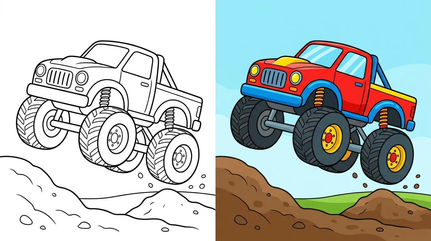 monstertruck ausmalbild Beitragsbild