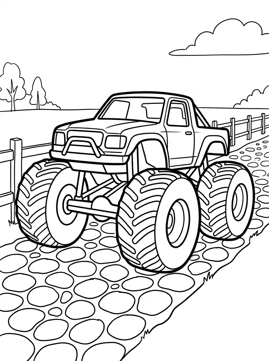 Monstertruck auf Kopfsteinpflaster