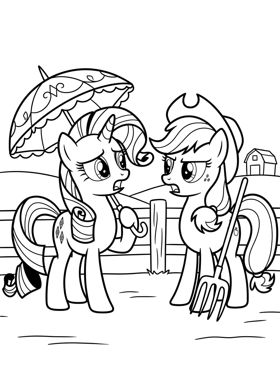 Rarity und Applejack im Streit
