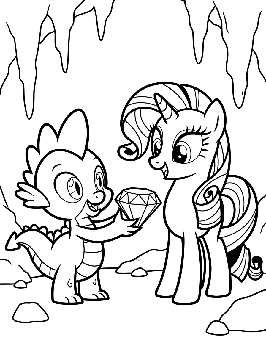 Spike und Rarity beim Kristallfund