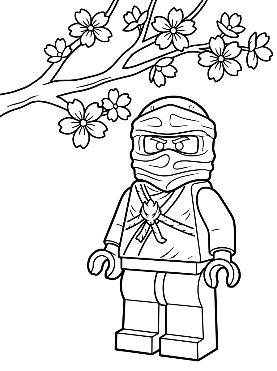 Ninjago-Ninja unter Kirschblüten