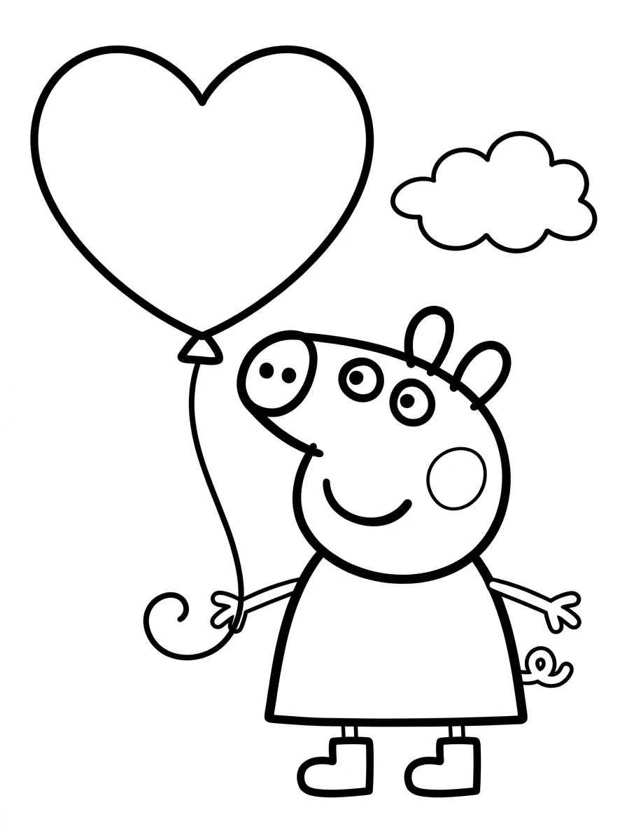Peppa Wutz Ausmalbild mit Herzballon