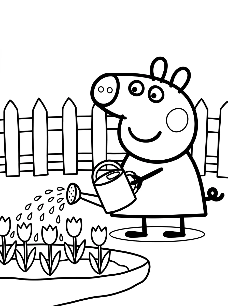 Peppa Wutz gießt Blumen