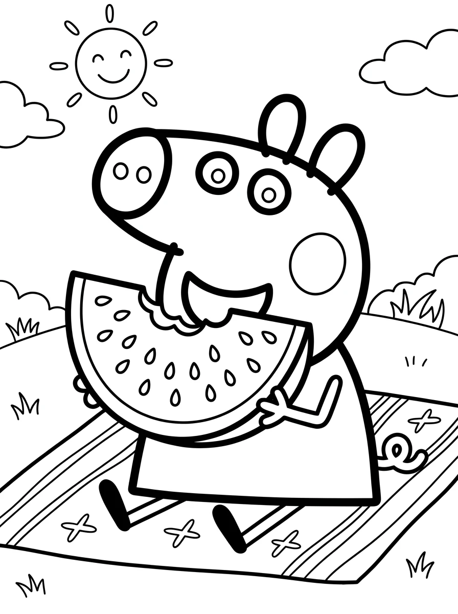 Peppa Wutz mit Wassermelone