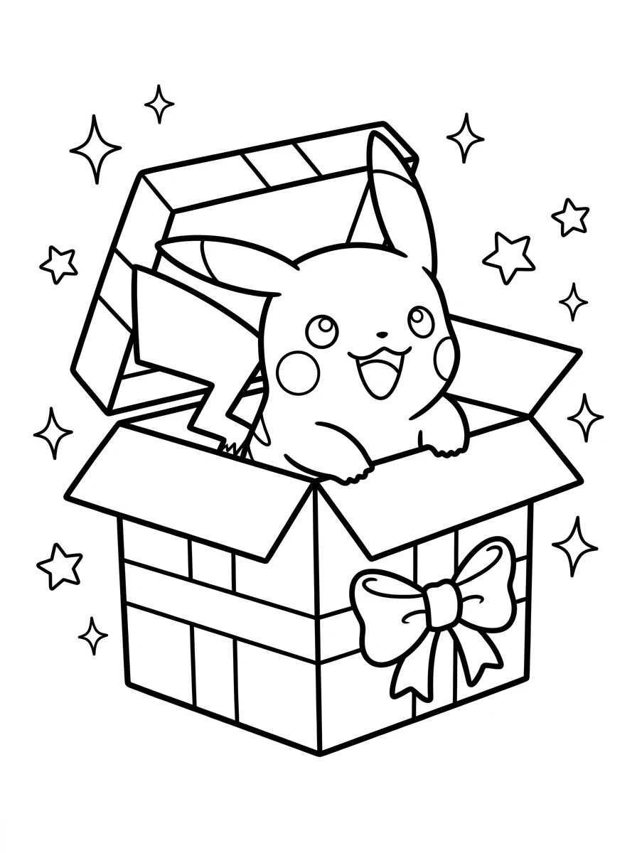 Pikachu Ausmalbild im Geschenk