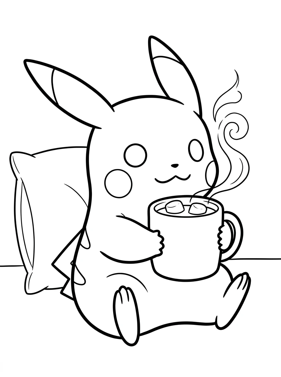 Pikachu Ausmalbild mit Kakao