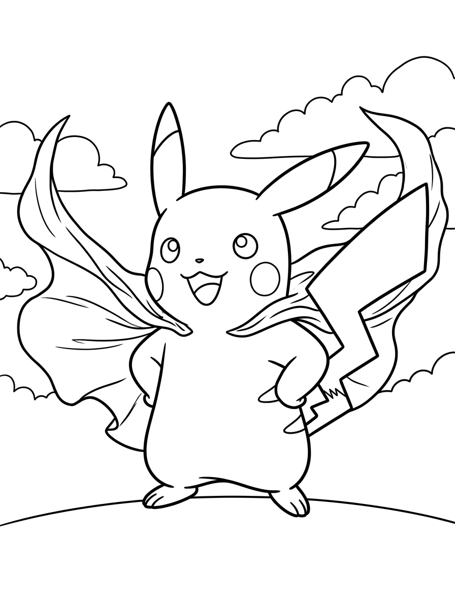 Pikachu als stolzer Superheld