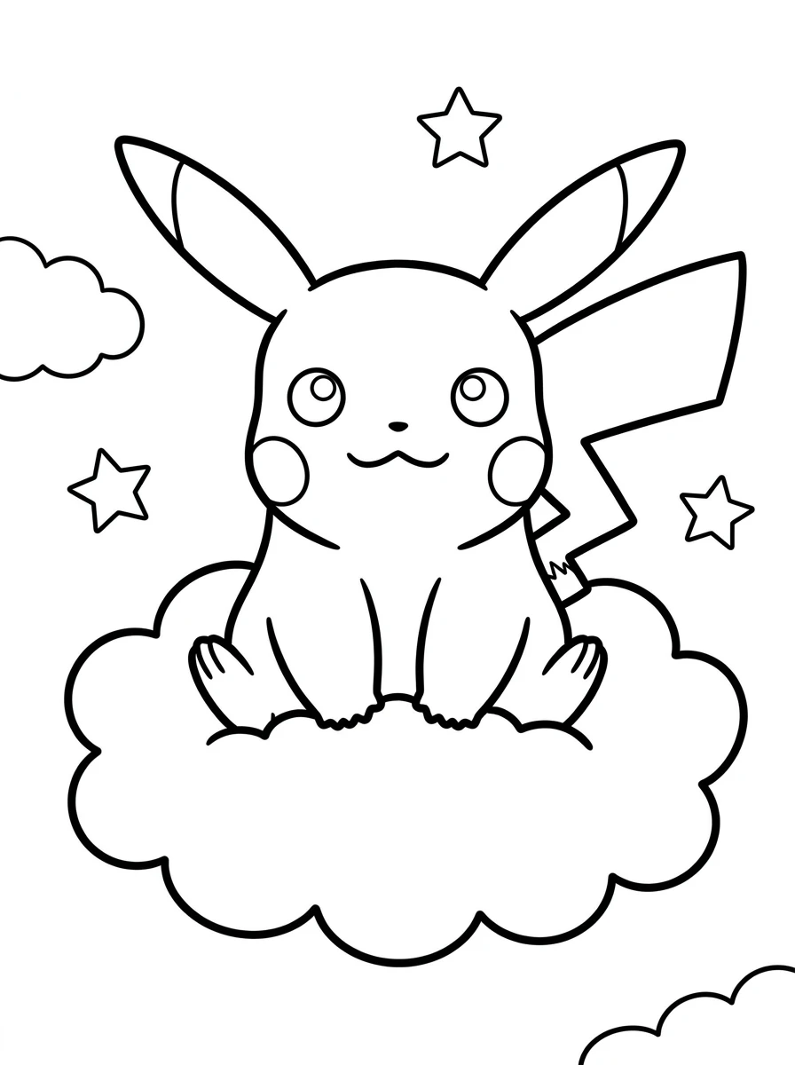 Pikachu auf einer flauschigen Wolke