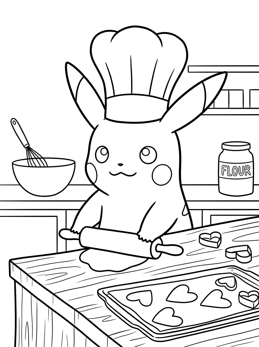 Pikachu backt herzförmige Kekse