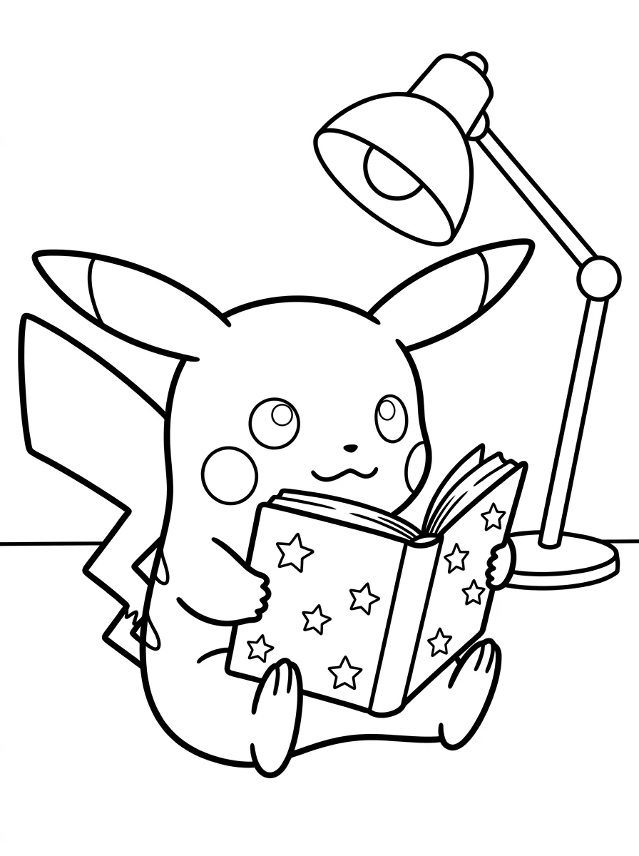 Pikachu liest ein Buch