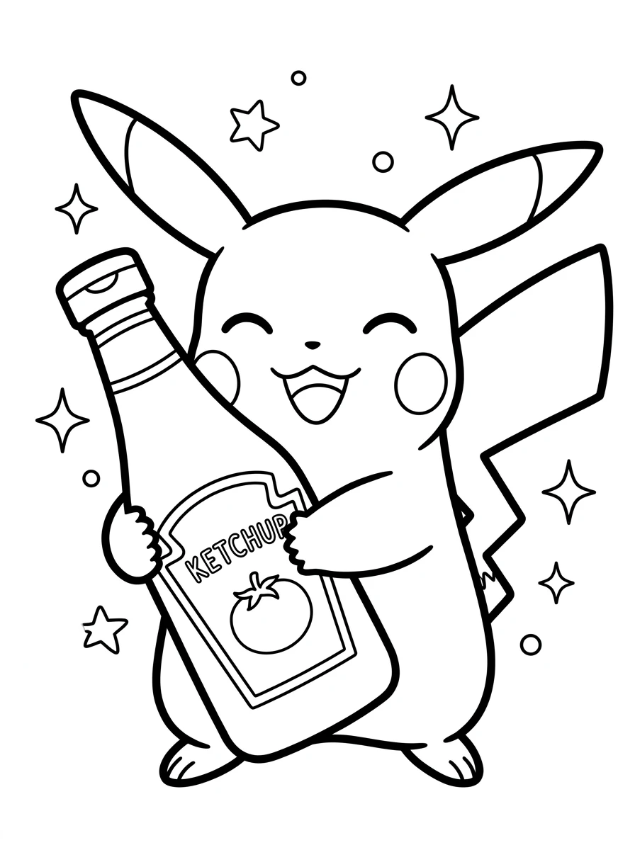 Pikachu mit Ketchupflasche