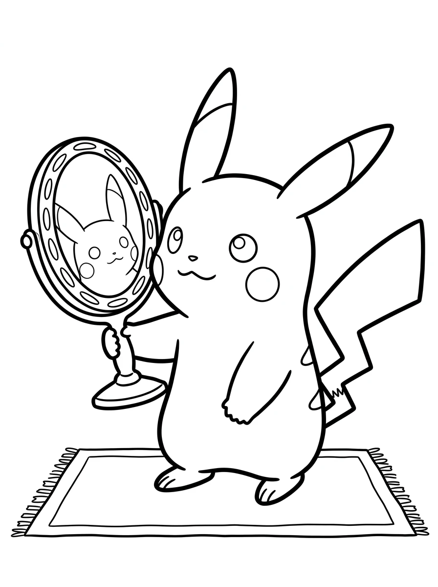 Pikachu vor dem Spiegel