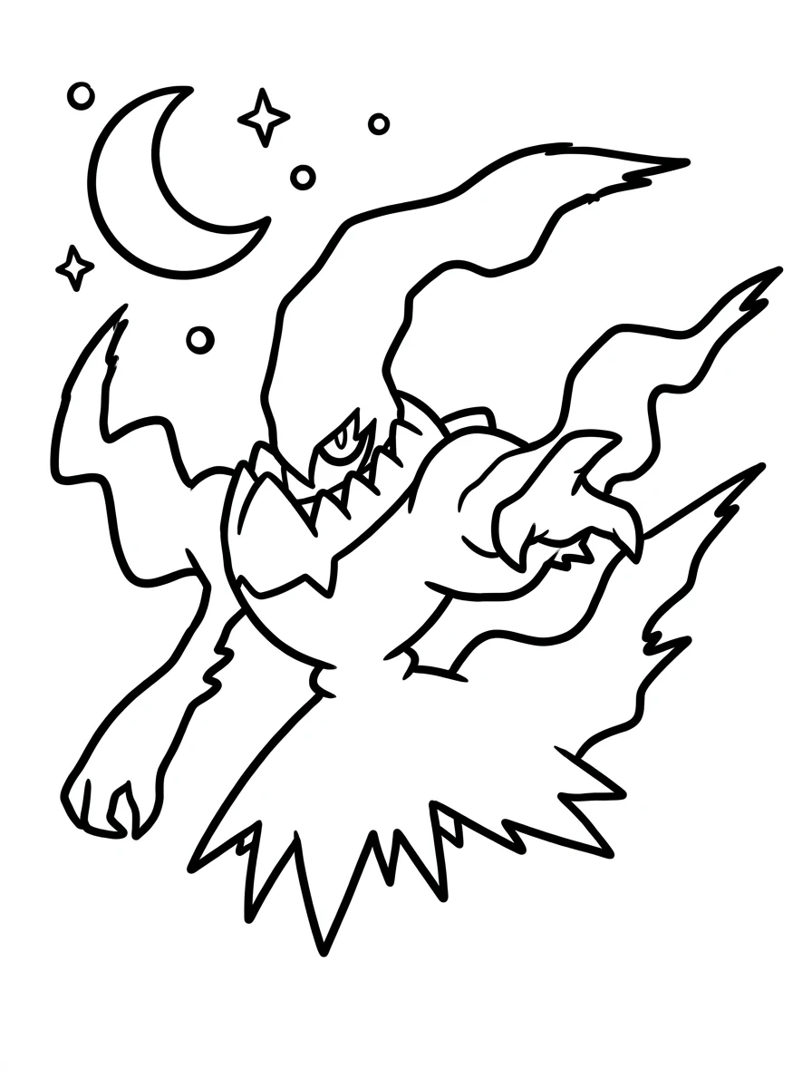 Darkrai schwebt vor dem Mond