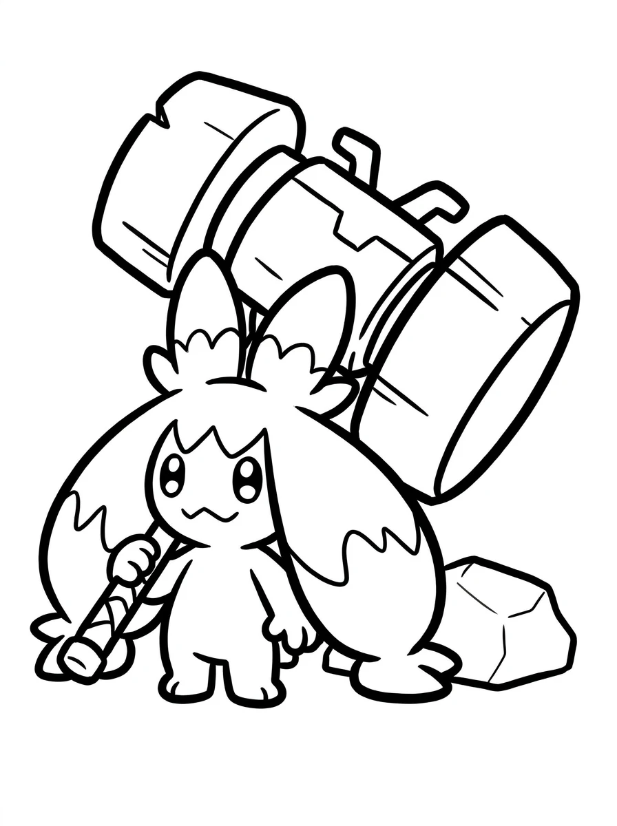 Pokémon Tinkaton mit riesigem Hammer