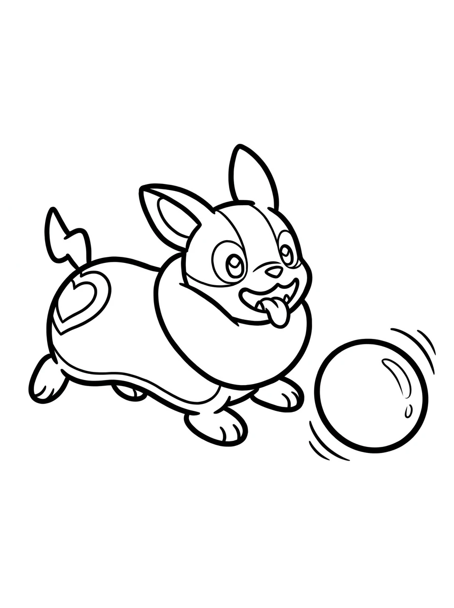 Yamper jagt einen Ball