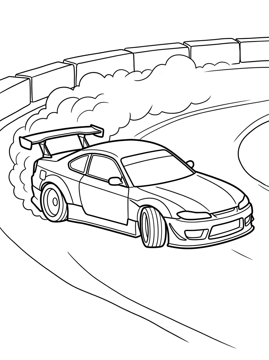 Rennauto driftet in der Kurve