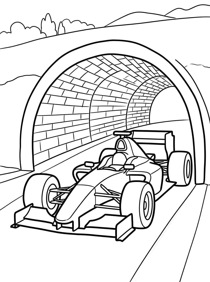 Rennauto im Tunnel