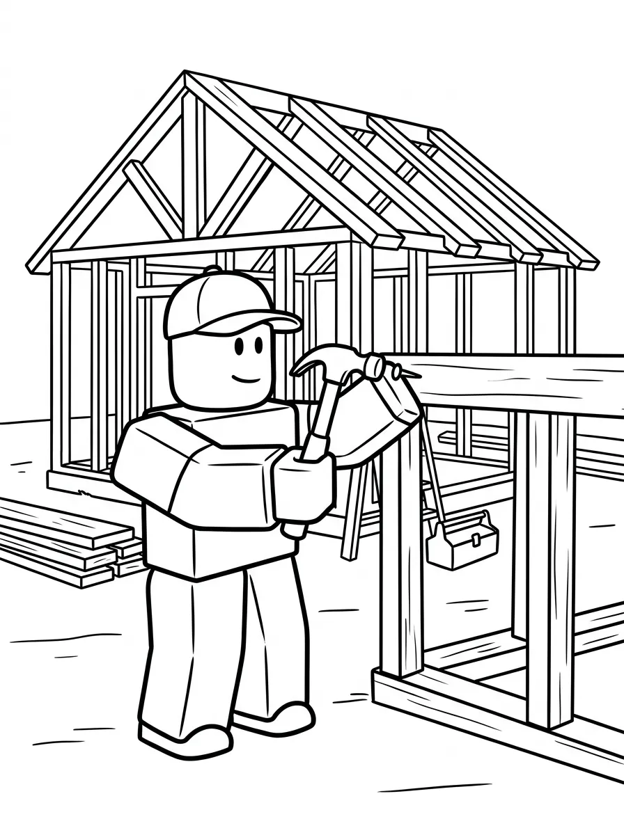 Roblox-Bauarbeiter baut ein Haus