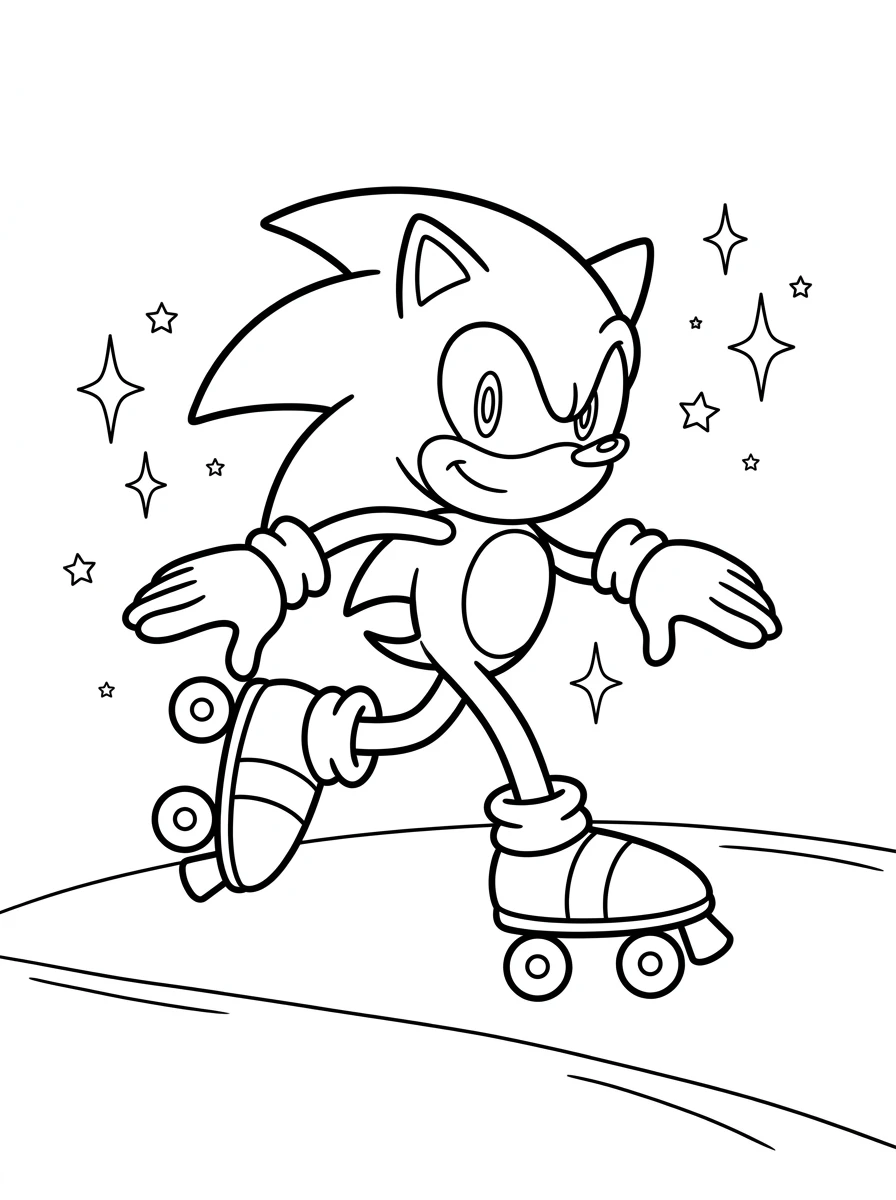 Sonic Ausmalbilder auf Rollschuhen