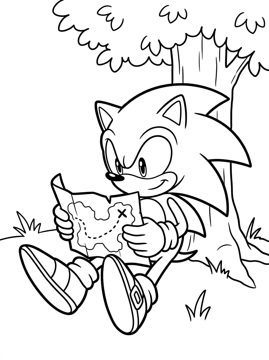 Sonic Ausmalbilder mit Schatzkarte