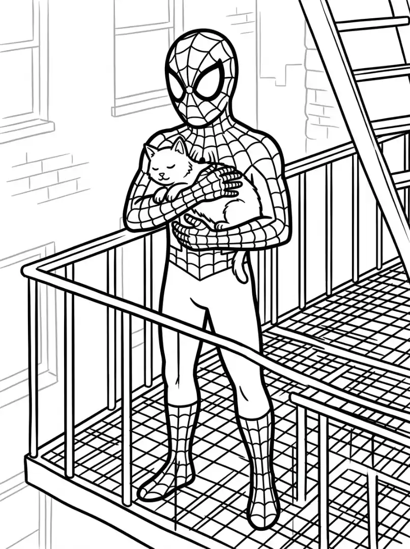 Spider-Man mit kleiner Katze