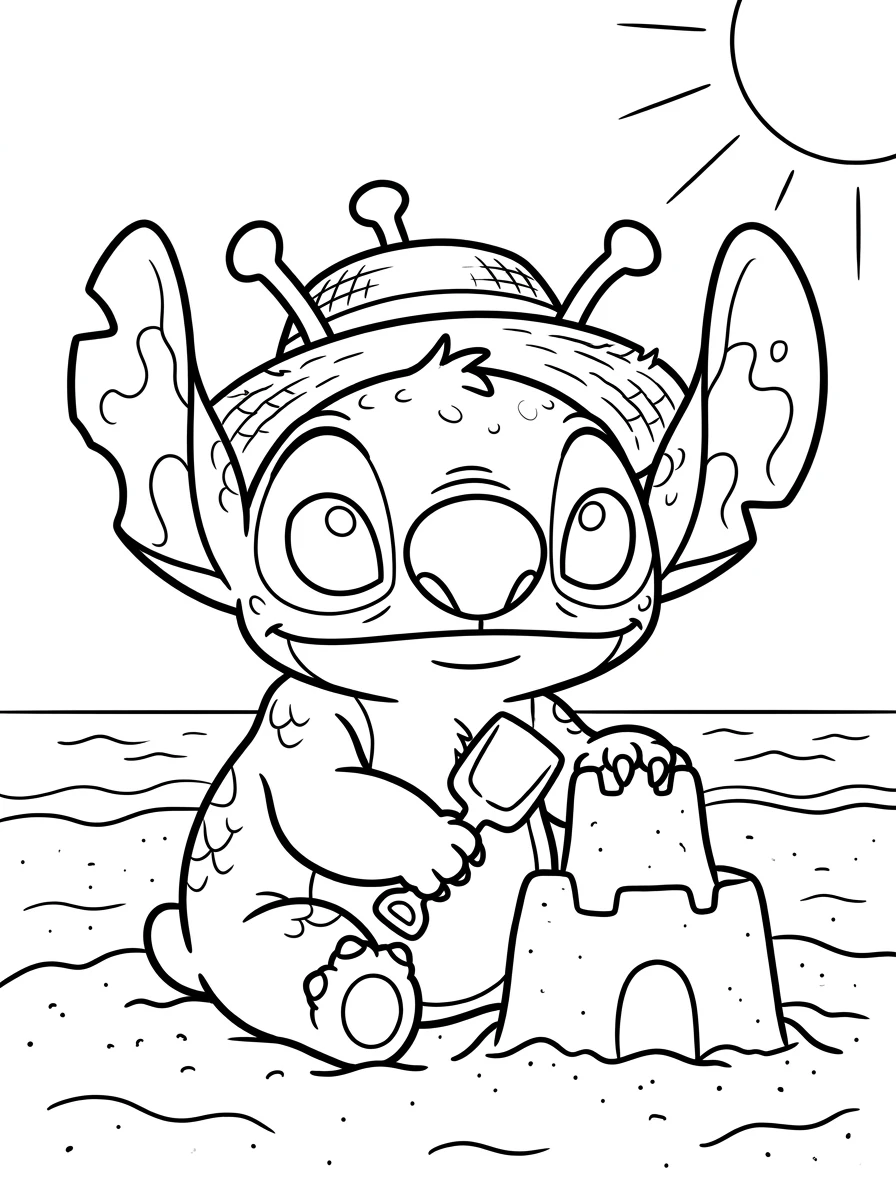 Stitch Ausmalbilder am Strand