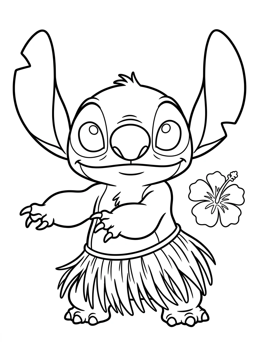 Stitch beim Hula-Tanz