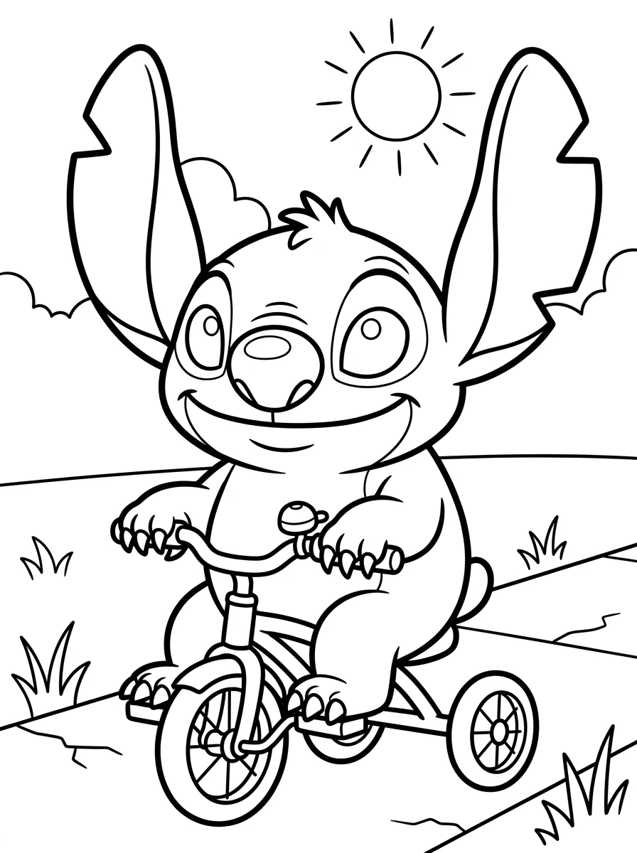 Stitch fährt Dreirad