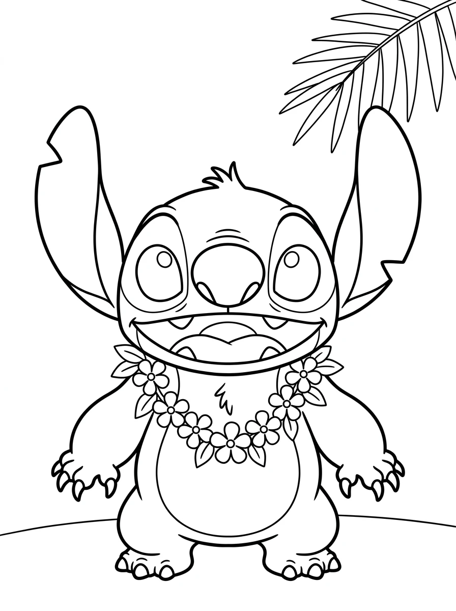 Stitch mit hawaiianischer Blumenkette