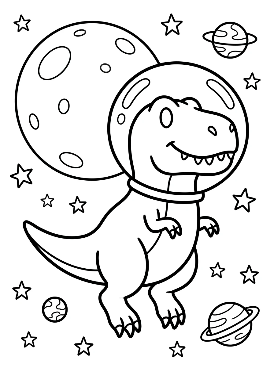 Astronauten T-Rex beim Mond