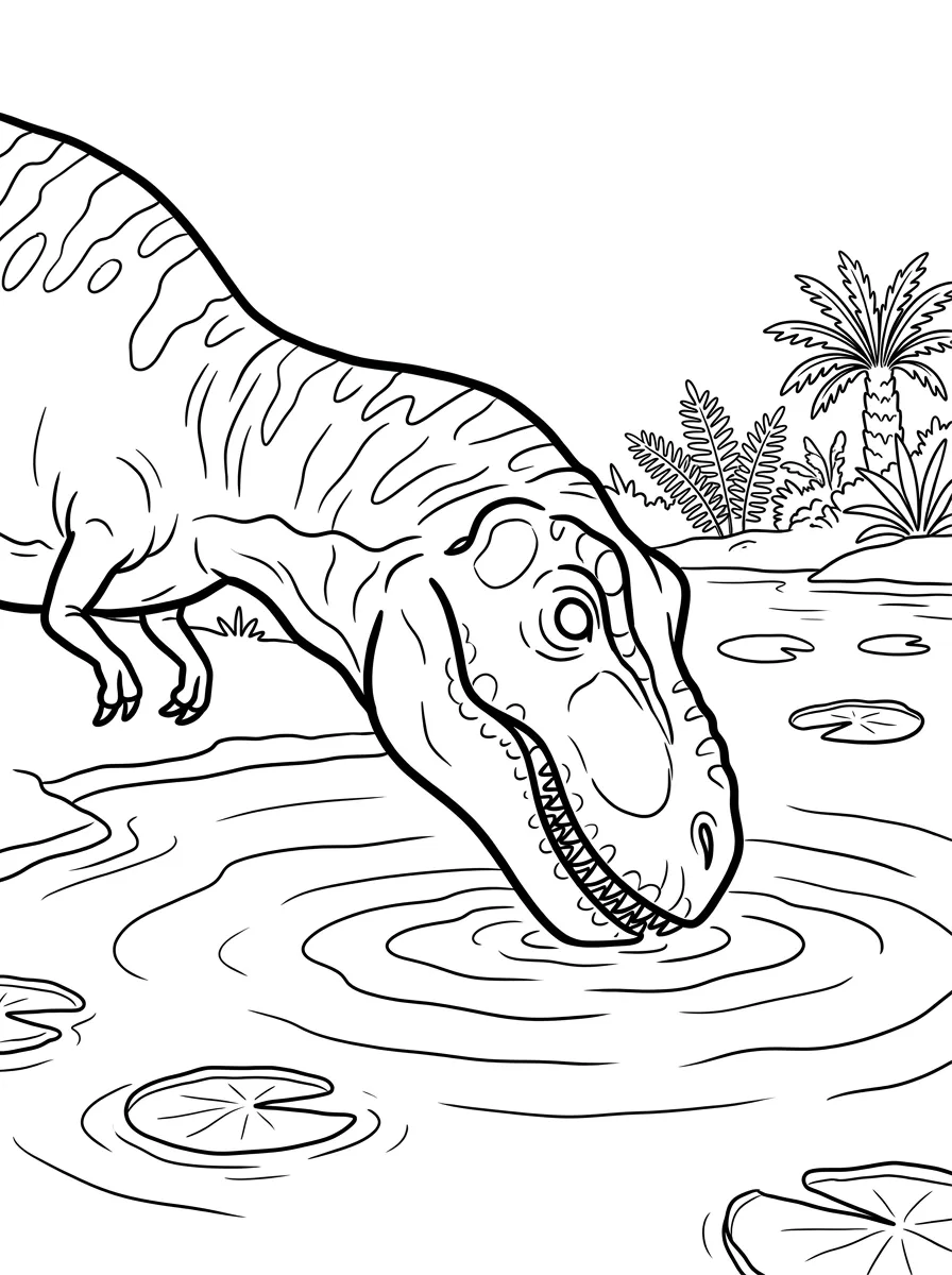 Durstiger T-Rex am Wasser