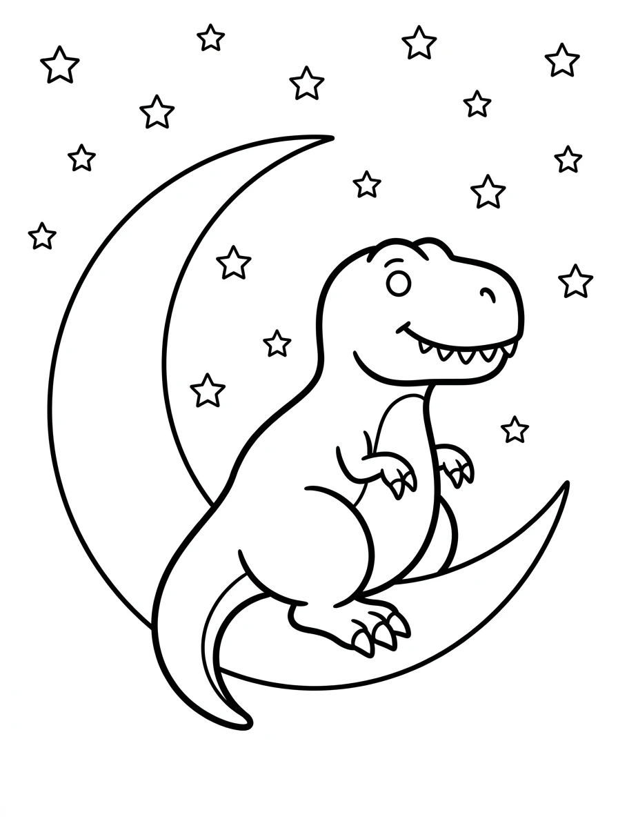 T-Rex auf einer Mondsichel