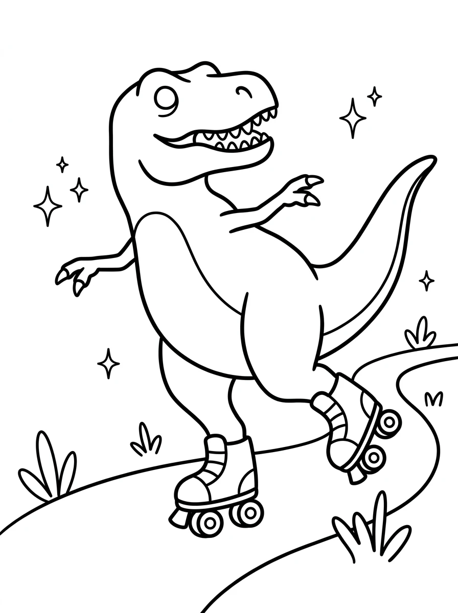 T-Rex auf Rollschuhen