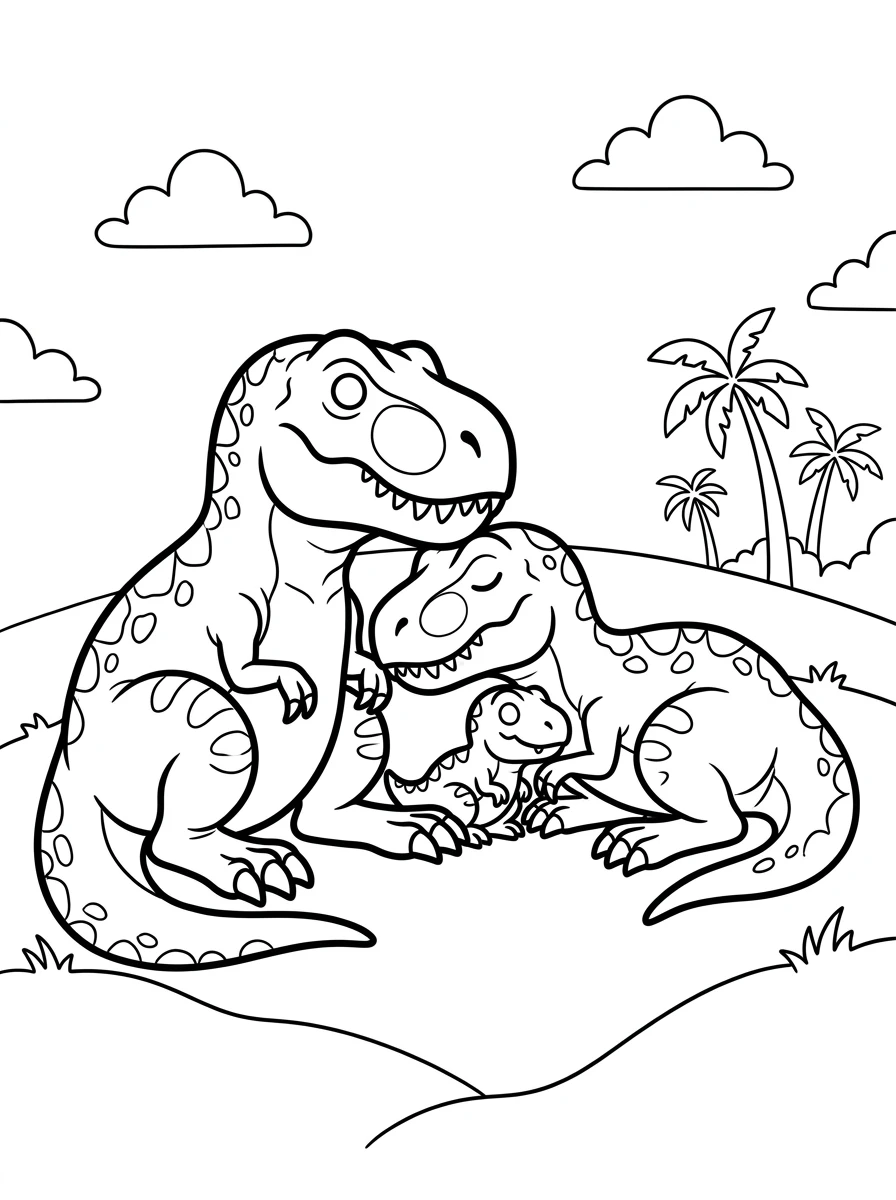 T-Rex Familie Ausmalbild
